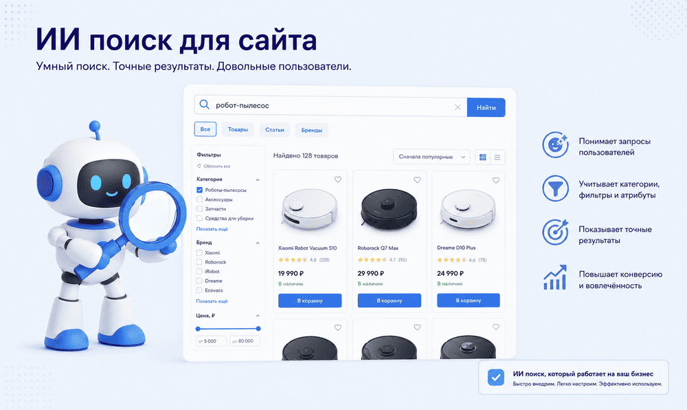 Умный ИИ поиск для сайта и интернет магазина